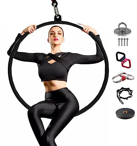 FFYUTING Aerial Hoop-Deckenhalterung für Kinder, Frauen und Männer, Zirkus-Hoop-Set aus Edelstahl, Hängeschaukel-Yoga-Hoop/Aerial Hoop Rig zur Gewichtsabnahme