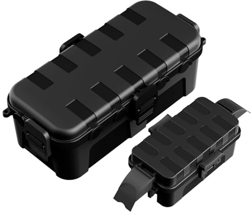 RESTMO 2er Set Kabelbox wasserdicht IP44 für Außenbereich, Große 29x13.2x10cm und Kleine 20.5x12.5x8cm mit abnehmbarer Abdeckung, Für Verlängerungskabel Steckdose Garten Schwarz