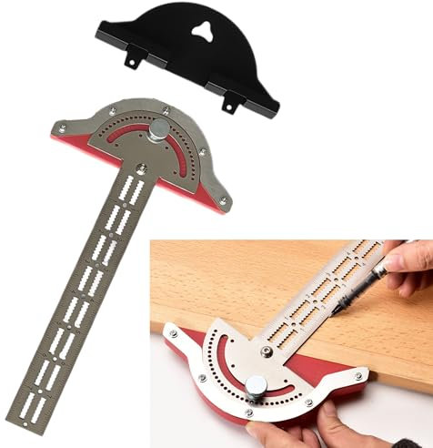 Syiyunran Goniometro In Acciaio Inox - Argento 1pc Di Marcatura Precisione Uno Strumento Popolare Marcatore Obliquo Multiuso Regolabile Per Cercatore D'Angolo Righello