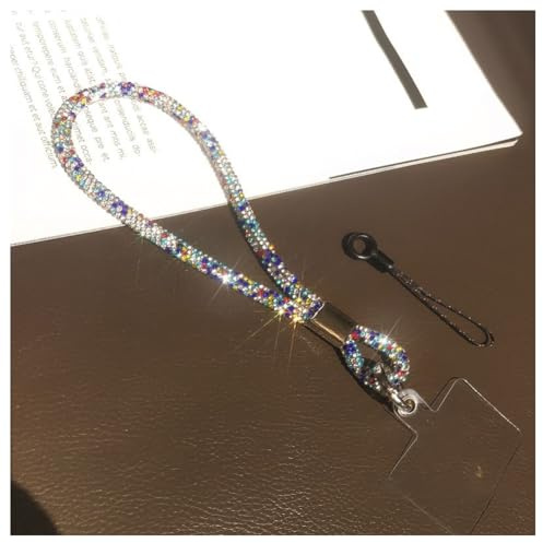 Hrlace Cordon universel pour téléphone portable - Strass - Strass cristal - Pour téléphone portable - Dragonne avec patch pour tous les smartphones - Multicolore