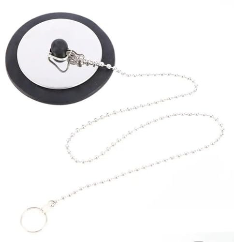 Universal Bath Plug with Chain, Bathroom Sink Plug Replacement Drain Stopper for Bathroom Kitchen, Kitchen Sink Plug Rubber Bath Plug with Stainless Steel Chain