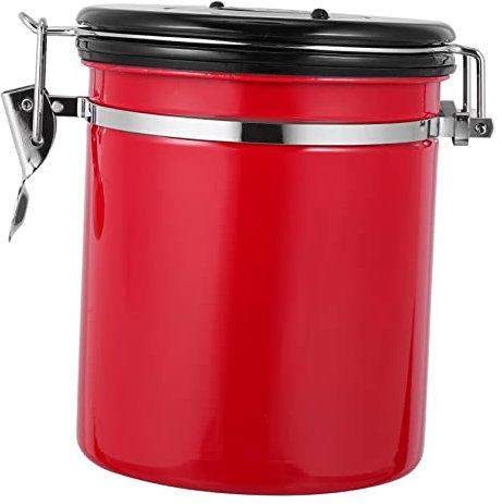 Alipis Coffee Bean Sealed Jar Stainless Steel Small Red Airtight Storage Container for Kitchen Pantry