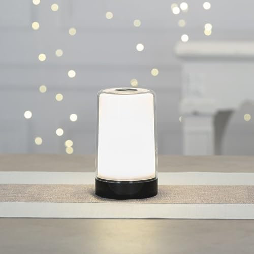 Ideen mit Herz Lámpara de mesa LED con sensor táctil, regulable, 8,8 cm de diámetro, 14,5 cm de alto, pilas, luz de noche, ambiente, diseño minimalista
