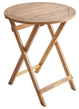 Beliani Table de Bistrot de Jardin Pliable en Bois d'Acacia Ronde ø 60 cm en Bois d'Acacia Marron Prossedi