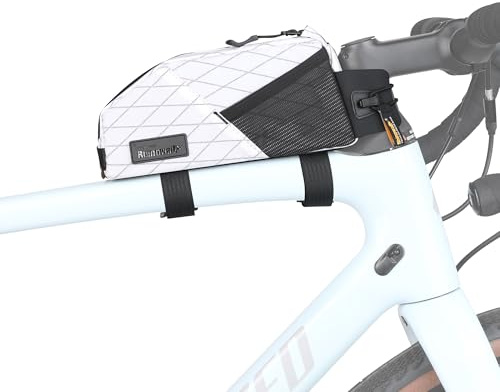 Rhinowalk Fahrrad Oberrohrtasche, Fahrradrahmentasche, wasserdichte Fahrradtasche, professionelles Fahrradzubehör für Mountainbike, Rennrad, 1,2L, Weiß