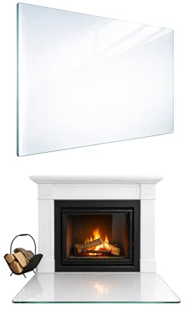 TMK ArtDeko Placa de fondo de chimenea de vidrio ESG – Placa transparente de protección contra chispas para estufas de chimenea 52x30 cm