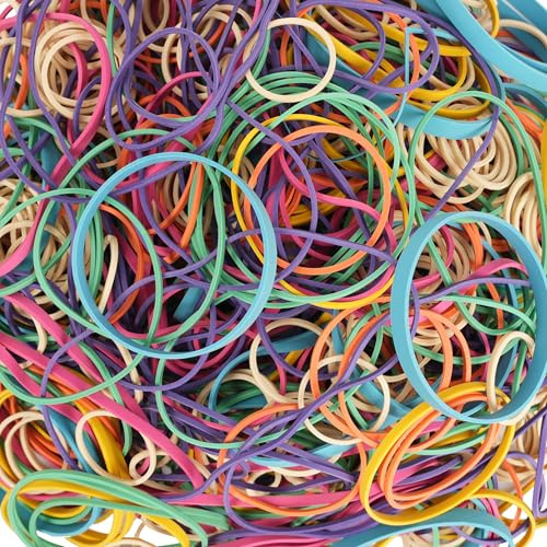 Foshine Rubber Bands Assorted Size Multicolor 0.5lb Elastic Bands for School Home Office Supplies Size#10,Size#16,Size#19,Size#33,Size#64,Size# 4.8,Size#5.9