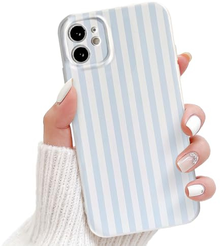 NITITOP for iPhone 11 Case Cute Striped Design, Blue | for Women Girls, Aesthetic Vertical Stripe Line Pattern, Soft TPU Shockproof Cover, Full Camera Protection
