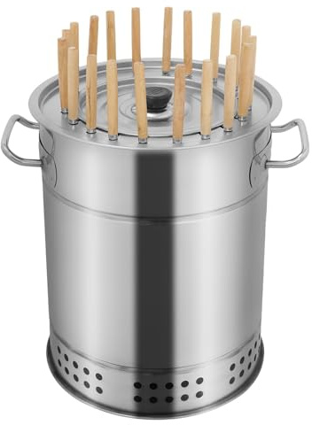 Yidubid Smokeless Barbecue Charcoal Grill with 20 Skewers, Stainless Steel BBQ Grill Mesh Barrel with Grilling Accessories Set for Picnics, CampingSilver,1