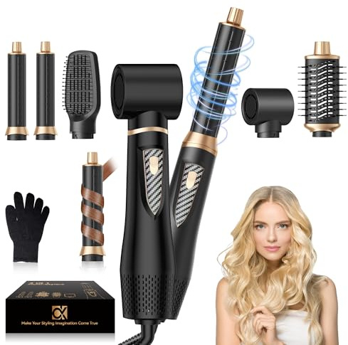 UMIGA Airstyler 5 en 1 - Juego de cepillos para el pelo con rizador de aire caliente de 32 mm, secador de pelo de 1000 W para volumen, secado, alisado y rizos | 3 niveles de temperatura para todo tipo