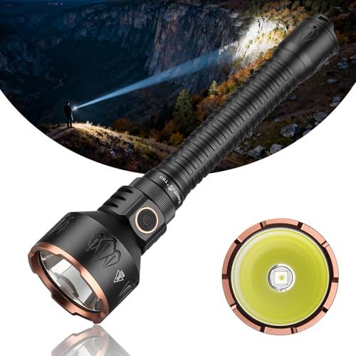 TrustFire T80 Linterna LED Táctica Recargable, Linterna Caza Alta Potencia 3800 Lúmenes y 1050m de Alcance,IPX8, 6 Modos,con Carga Tipo-C e Interruptor Dual, para Caza, Búsqueda y Rescate, Camping