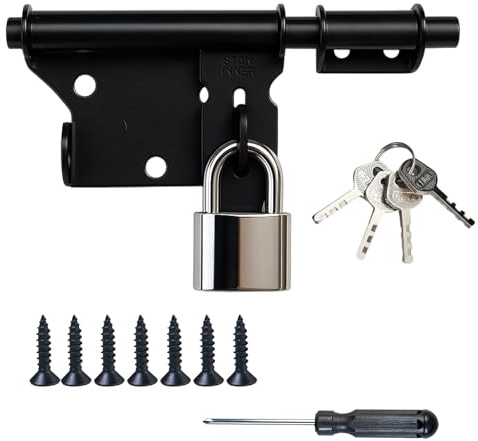 Chiavistello In Acciaio Inossidabile 6 Pollici con Lucchetto e 4 Chiavi, per Porte In Legno, Cancelli, Armadi e Ambienti Esterni