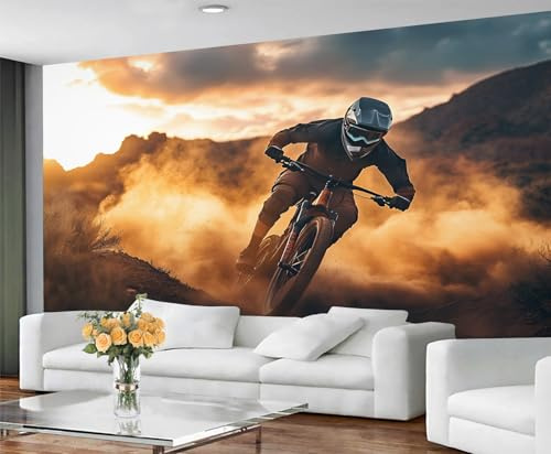 GIVLWF Papier peint, peinture murale de sports extrêmes et décoration d'intérieur, papier peint de moto pour salon, chambre d'adolescents et de garçons, non autocollant, peintures murales pour murs