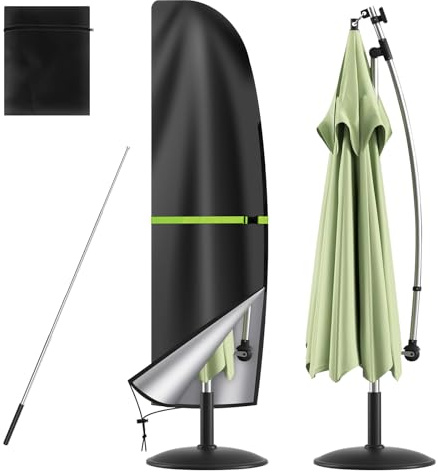 Ainiv Cubierta de Sombrilla Voladizo Impermeable (265 x 40/70/50cm) | Oxford 210D con Revestimiento PVC, con Poste Telescópico para Sombrillas Patio de 2-3 Metro, Protección UV y Resistente