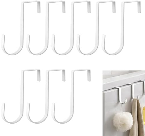 gsgfuis 8 Stück Edelstahl Türhaken Weiß - Haken zum Einhängen für Handtuchhalter Heizkörper, Universelle Heizkörperhaken für Bad und Küche, Ohne Bohren Montage