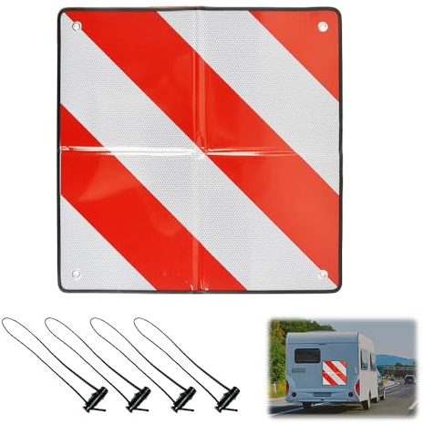 RNPKZ Panneau d'avertissement Italie et Espagne, panneau d'avertissement porte-vélo avec 4 cordes de tension, panneau d'avertissement réfléchissant, panneau d'avertissement pour porte-vélos, remorque