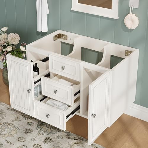 luckdect Meuble sous Lavabo, Meuble Vasque Suspendu Salle de Bain avec 3 Tiroirs, Grand Espace de Rangement, Moderne Meuble Salle de Bain 78.5 x 46 x 46.8 cm, Blanc(sans Vasque)