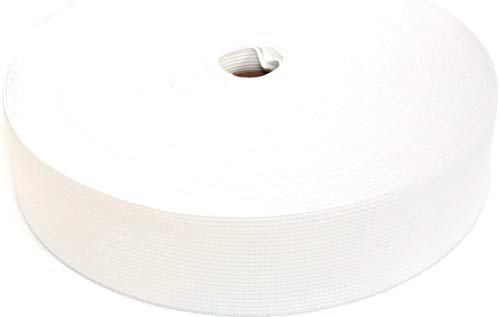 25 Mètre Elastique Plat/Ruban 45 mm Large - Blanc
