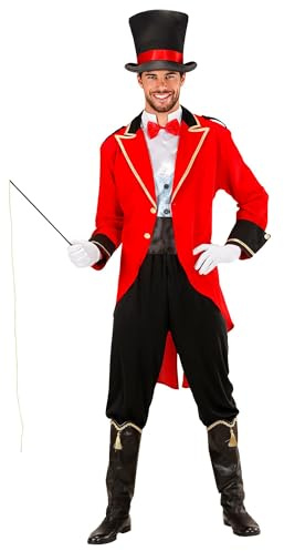 W WIDMANN MILANO Party Fashion - Disfraz domador animales adultos | Con chaqueta, chaleco con camisa, pajarita, pantalones, sombrero y látigo, disfraz circo para Carnaval y fiestas temáticas