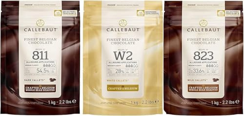 Callebaut Feinste Belgische Zartbitter, Milch & Weiße Schokolade - Finest Belgian Chocolate (Callets), je 1 kg