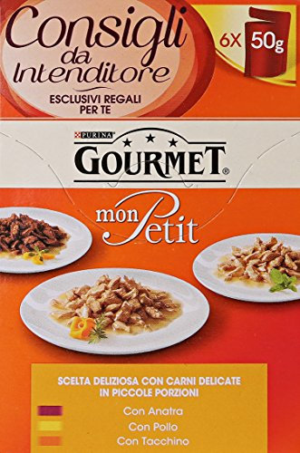 Gourmet Mon Petit, Nourriture pour Chats, Petites portions en 3 goûts (Canard, Poulet, Dinde) – 8 boîtes de 6 pièces de 50 g [48 pièces, 2400 g]