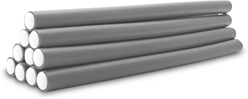 ECENCE Bigodini flessibili, Set di 10 Arricciacapelli Senza Calore per messa in piega Ø 14 mm x 240 mm lunghezza Grigio per capelli corti e lunghi