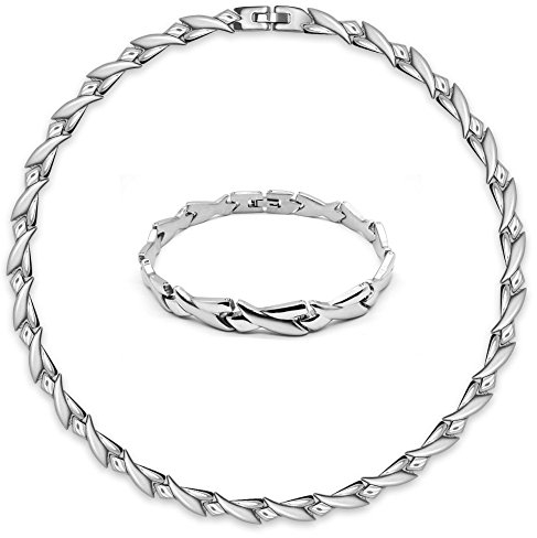 Soul-Cats traumhaftes Set Edelstahl Collier und Armband Silber matt glänzend für Damen in Geschenkverpackung
