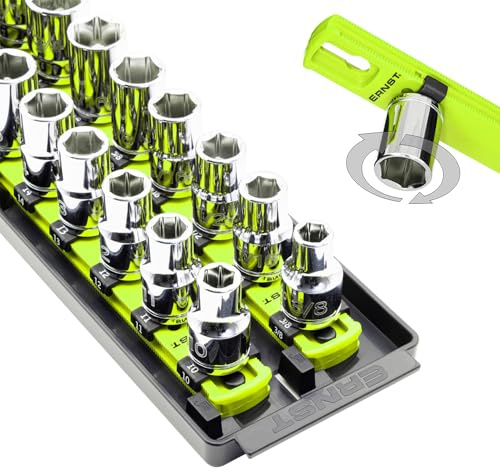Ernst Manufacturing 8463HV Socket Boss 2-läufig, 1/2-Zoll-Antrieb, Steckschlüssel-Organizer, 48,9 cm, hohe Sichtbarkeit