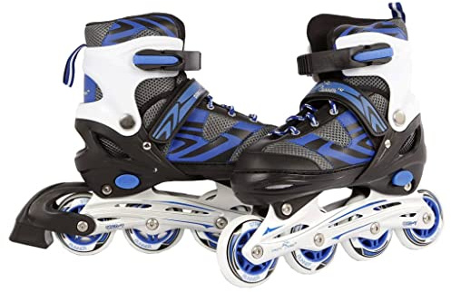 Kids Globe Street Rider Pattini in linea (pattini in linea) blu/nero, regolabili da 29 a 32, telaio in alluminio abec7