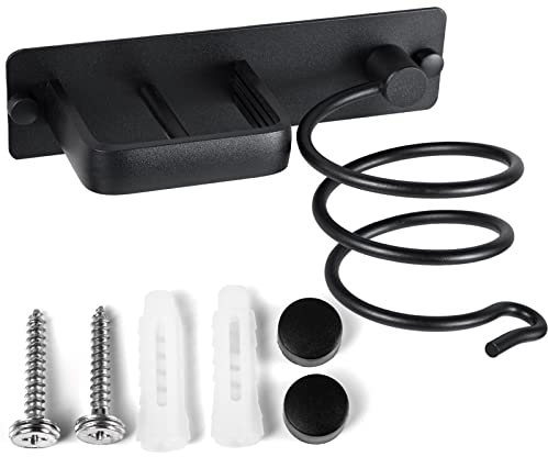 YUET Supporto per asciugacapelli, Porta Asciugacapelli da Parete Alluminio con Viti di Fissaggio per Asciugacapelli per Camere da Letto Toilette Barbiere Nero