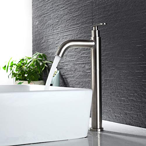 Grifo de agua fría de acero inoxidable de 30 cm de alto para lavabo de baño