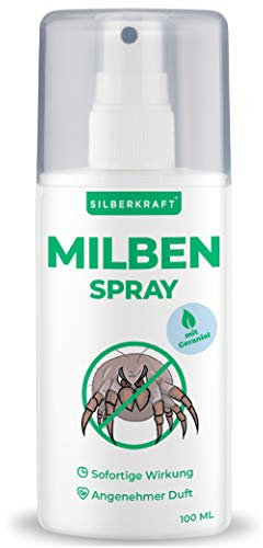 Silberkraft Milbenspray Matratzen und Polster 100 ml, naturinspirierter Milbenschutz mit Geraniol, hilfreiches Anti-Milben-Mittel, gegen Hausstaubmilben, Milbenbezug Alternative