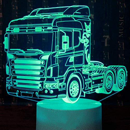 Jinson well 3D Truck Car Lamp Optical Illusion Night Light, 7 Colour Changing Touch Switch Table Desk Decoration Lamps with Acrylic Flat ABS USB Cable Toy