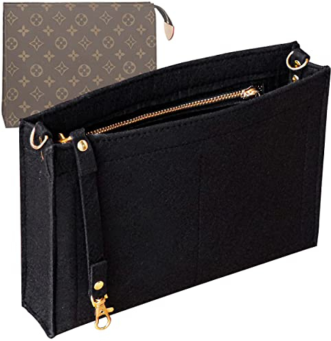 Soyizom Filz-Hängetasche Tragetasche Veranstalter Einfügung Passt Kulturbeutel 26 19 Organizer für Messenger-Taschen für Frauen, Hangbag Geldbörse Liner Tasche in Tasche(Groß-26,Schwarz)