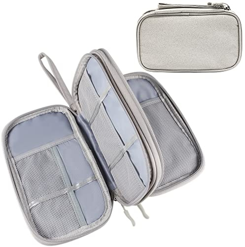 Teskyer Kabeltasche Organizer, Reise Gadgets, Urlaub Must Haves | Wasserdichte, Travel Essentials, Reise Zubehör, für Ladegerät, Powerbank, Grau, 21,6 x 12,5 x 4,9 cm