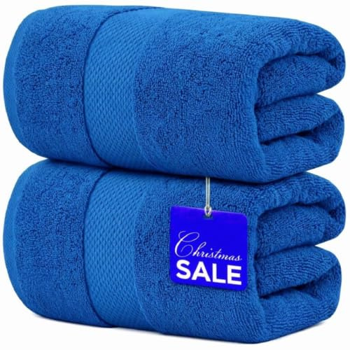 2-pack extra stort jumbo badlakan 100 % egyptisk bomull supermjuka lyxiga handdukar av högsta kvalitet 600-GSM snabbtorkande högabsorberande 100 x 200 cm (kungsblå)