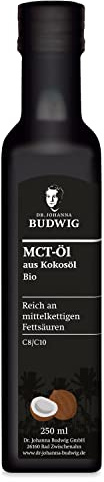 Dr. Budwig Kokosöl Bio MCT Öl (250ml) nativ kaltgepresst | C8 & C10 Fettsäuren - vegan & ketogene Ernährung - flüssig - geschmacksneutral - mct oil - Ketone zum trinken - kokosnussöl