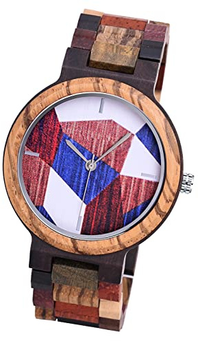 MicLee-Orologio da uomo, orologio al quarzo colorato, quadrante in legno naturale, cinturino in acciaio inossidabile, moda casual, ultra sottile(uomo)