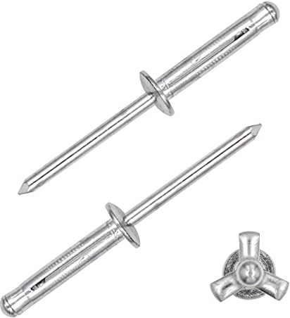 ALLCLEAN 3/16 x 1 Tri-Fold Rivets Assortment - 50Pcs,Silver Tri-fold Exploding Pop Rivets Solid Aluminum Tri Grip Rivets Bulb Style Rivets for Kayak Marine Boat