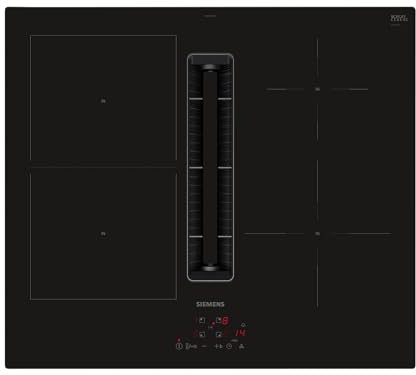 Siemens ED611BS16E iQ300, Kochfeld mit Dunstabzug (Induktion), 60 cm, Rahmenlos aufliegend, Schwarz, flächenbündig, touchControl, powerBoost – Erhöhe die Power einzelner Induktionszonen