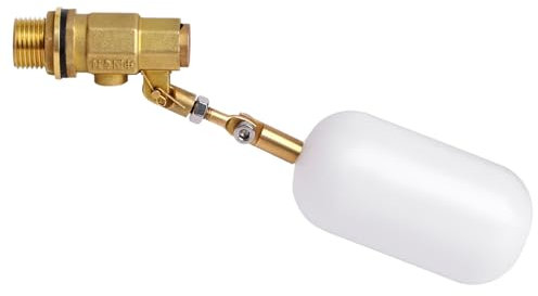 MUALROUS Brass Float Valve 1/2 Inch Water Float Valve with Adjustable Arm, Livestock Water Tank Float Valve Switch Brass Float Ball Valve Shut Off Pool Auto Fill Valve for Ponds Pool Aquariums