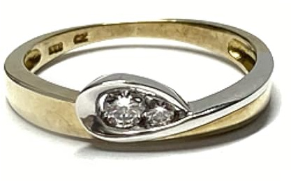 Ring 333/- Gelbgold Zirkonia Glanz bicolor Klassiker Schmuckring Bandring #53