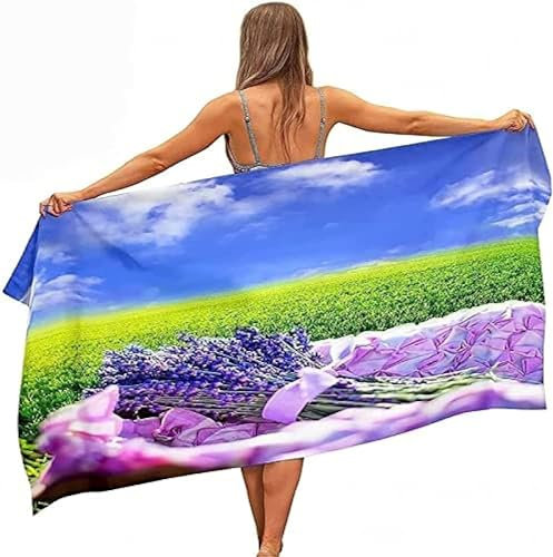 okoikfc 3D Strandtuch 80x160 cm Lavendel Badetuch Groß Lavendel Microfaser Handtücher Weich Schnell Trocknen Strandhandtuch Herren Frauen Badetücher, Strandtücher Strandlaken Handtuch A1487