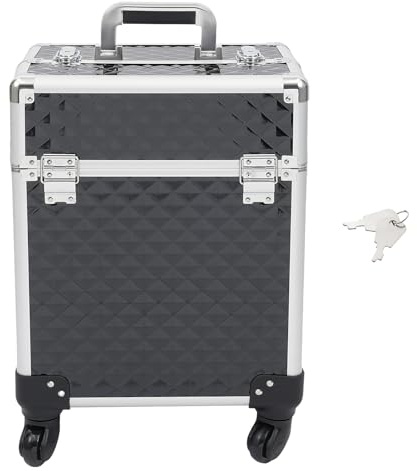 HOARLICN Professioneller Schminkkoffer, Kosmetikkoffer Trolley Multifunktionaler Kosmetikkoffer Rollender Schminkkoffer Mit 4 Universalrollen Für Visagisten, Hairstylisten, Kosmetikerinnen