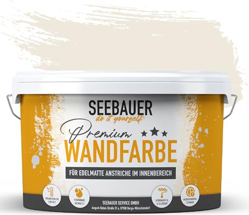 SEEBAUER diy Wandfarbe Beige 2,5L für Innen (No. 003 Orchid Dream) Edelmatte Innenfarbe Sand Beige - Beigetöne sehr hohe Deckkraft - Matt, Abwaschbar und Tropffrei