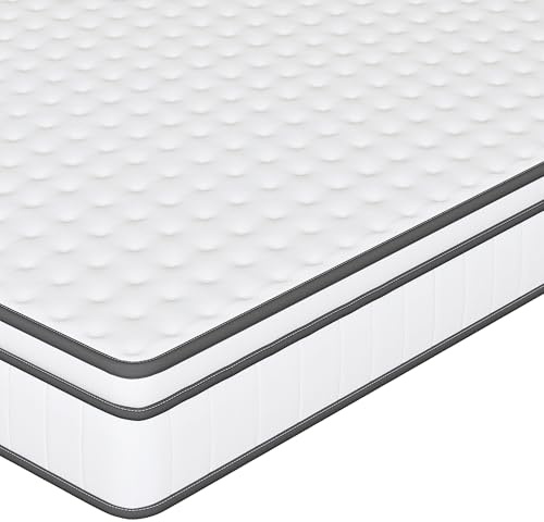 KeepGoon Matratze 90x200 cm, Federkernmatratze Taschenfederkernmatratze Mittelfest, mit Atmungsaktivem 3D-Mesh und Hochdichtem Kantenschwamm, Weiß mit Grauem Rand