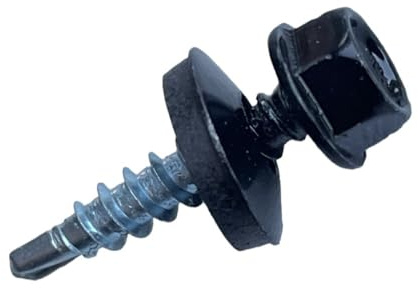 BK Shop Spenglerschrauben 4,8 x 20 mm Tiefschwarz | mit Dichtscheibe Blechschrauben Selbstschneidende Schrauben