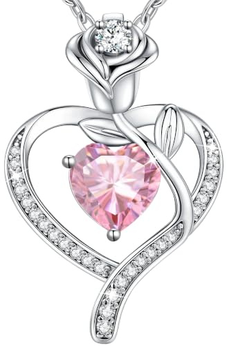 CDE Kette für Damen Rosegold Herz Schmuck 925 Sterling Silber Geschenke | Geburtstags Geschenk für Frauen Freundin mit Schmuck Geburtstag Weihnachten Valentinstag Muttertag Mama Hochzeit Jubiläum