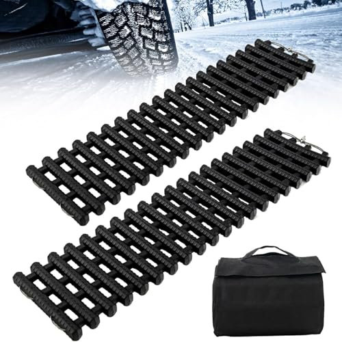 HOUSN Traktionshilfe Anfahrhilfe 2 Stück, Auto Anfahrhilfe 80x21cm,mit Aufbewahrungstasche,Traktionsplatten Gleisanlage für Sand Schnee,für PKW LKW Geländefahrzeug,Schwarz,60cm*22cm