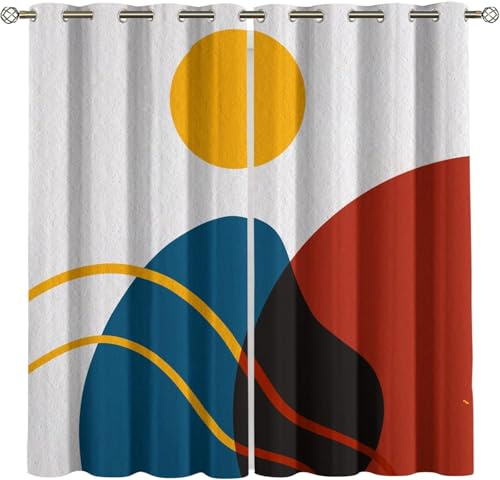 Vorhang Blickdicht Gardinen Mit Ösen - 2 Stücke 300 (B) X 280 (H) cm Verdunklungsvorhänge 3D Bunte Texturkunst Muster Thermovorhang Für Kinderzimmer Schlafzimmer Weihnachtsgardinen 9426351856409